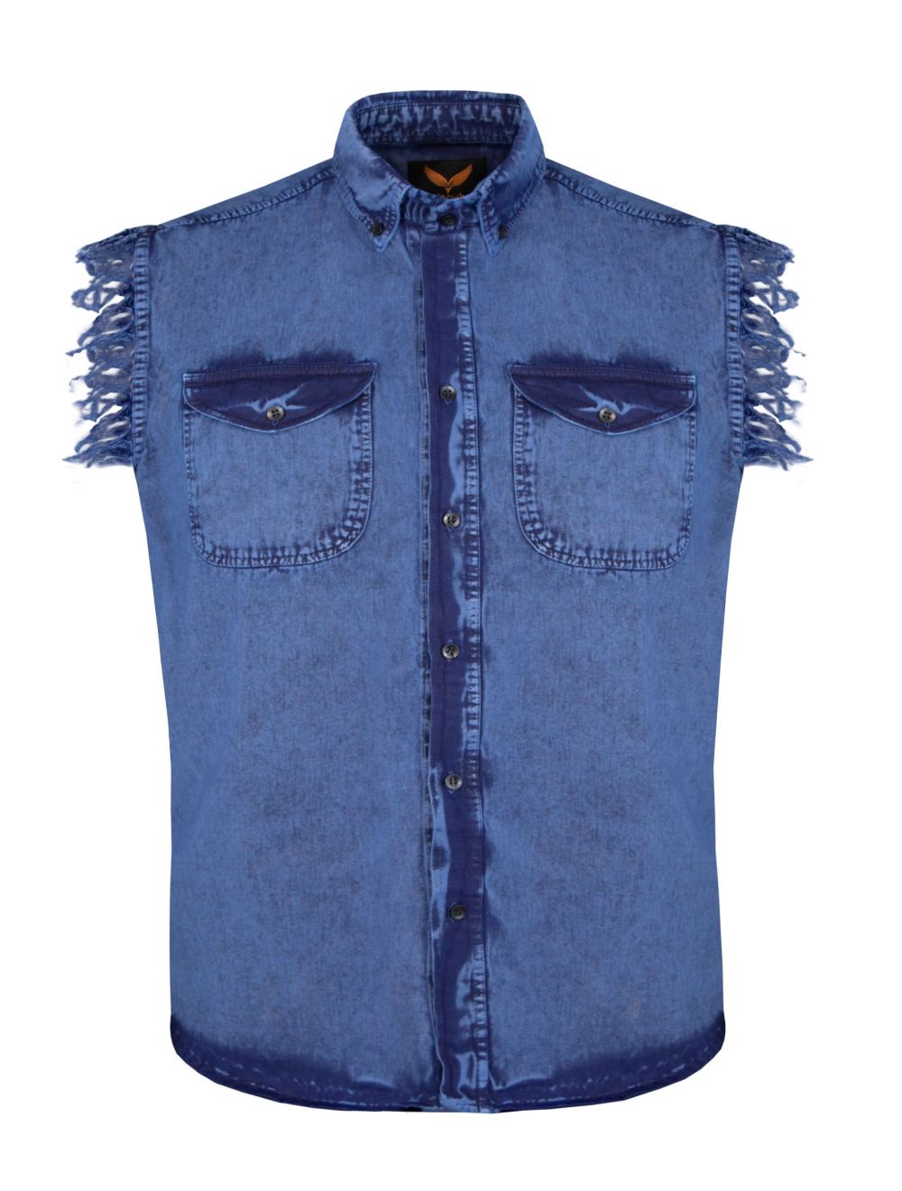 Dream Apparel Mens Biker Cuttoff Cotton Shirt Blue