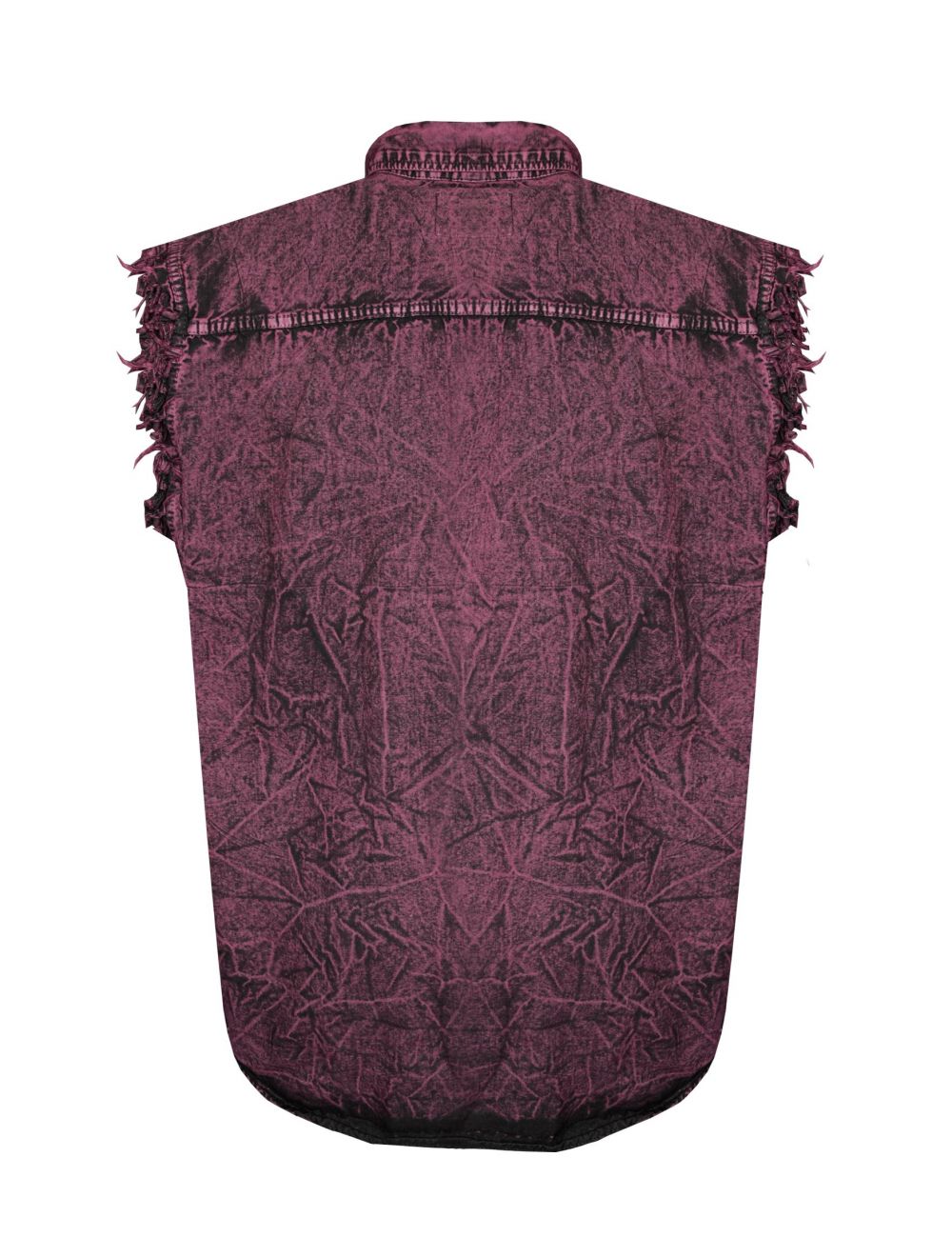 Dream Apparel Mens Biker Cuttoff Cotton Shirt Stonewash Burgundy