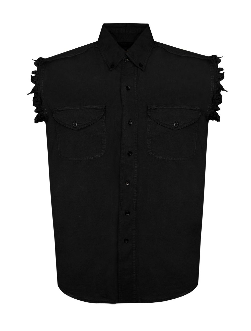 Dream Apparel Mens Biker Cuttoff Cotton Shirt Solid Black
