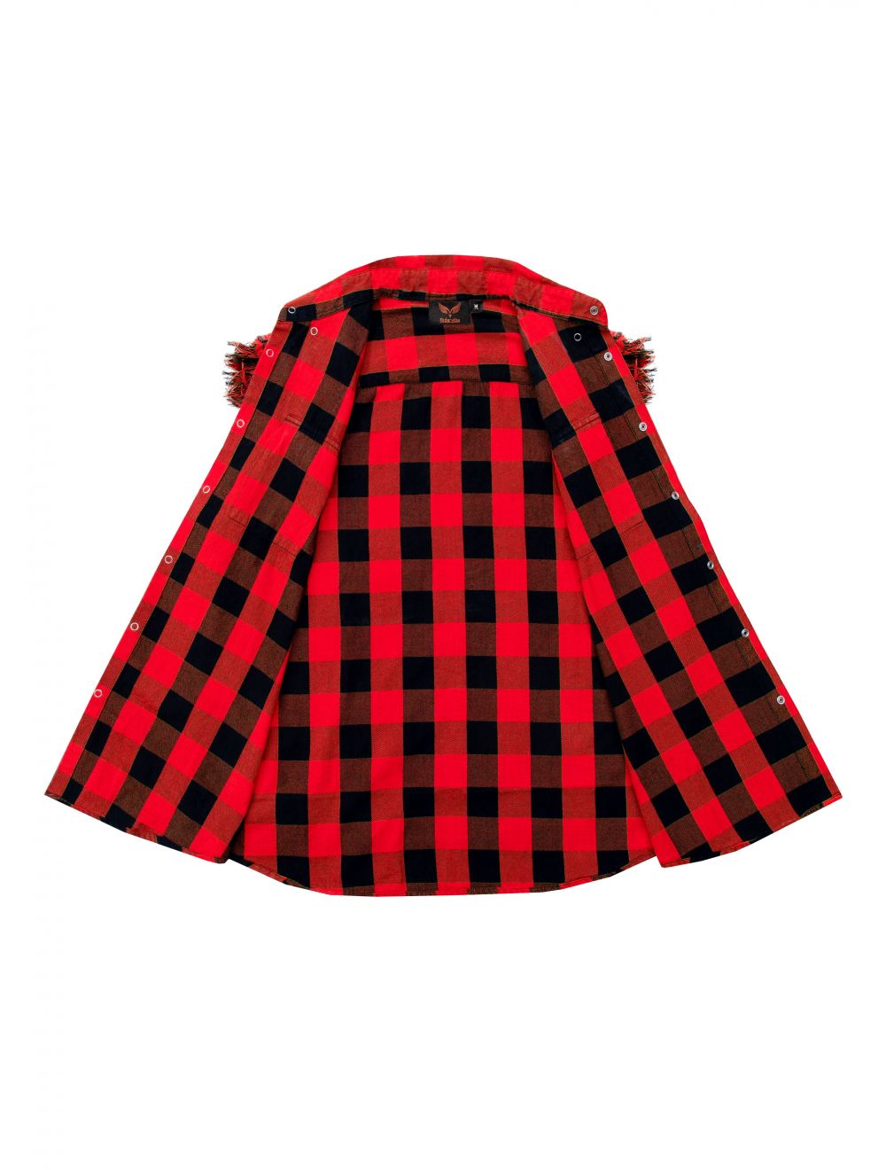 Dream Apparel Men's Sleeveless Flannel Shirt Black & Red Sleek Design Cotton Shirt Frayed Sleeves